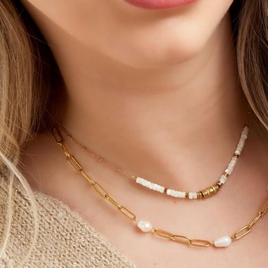 Halskette ovale Kette mit Perle h5 Bild4